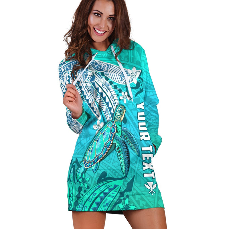 (Custom Personalised) Hawaiian Islands Hoodie Dress Turtle Mix Hawaii Polynesian