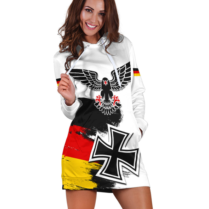 (Custom Personalised) Germany Hoodie Dress Grunge Deutschland Flag and Eagle