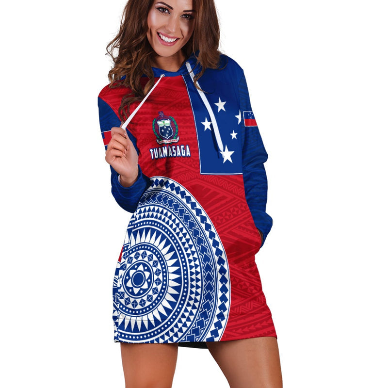 (Custom Personalised) Tuamasaga Samoa Hoodie Dress Polynesian Pattern