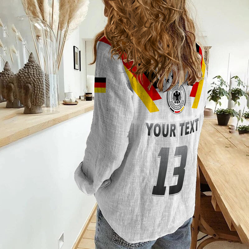 (Custom Text and Number) Germany Football Deutschland 2022 Style Women Casual Shirt