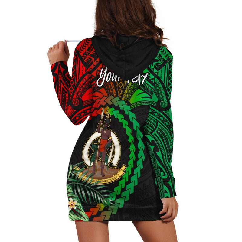 (Custom Personalised) Vanuatu Heart Polynesian Hoodie Dress Turtle Sand Drawings
