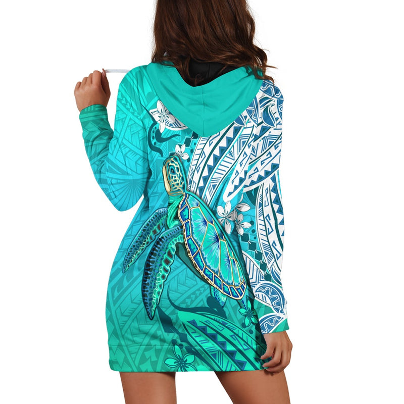 (Custom Personalised) Hawaiian Islands Hoodie Dress Turtle Mix Hawaii Polynesian