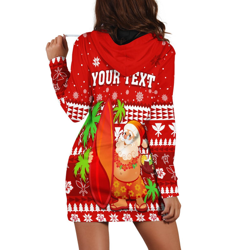(Custom Personalised) Mele Kalikimaka Hoodie Dress Santa Claus Hawaii Christmas