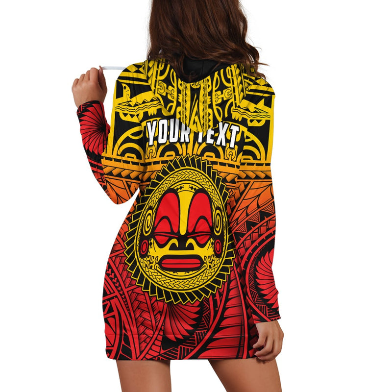 (Custom Personalised) Marquesas Islands Hoodie Dress Mata Tiki Polynesian Pattern