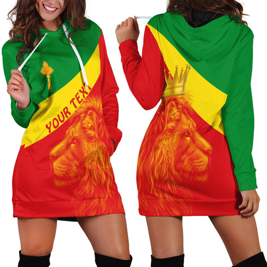 (Custom Personalised) Ethiopia Hoodie Dress Ethiopian Cross and Lion of Judah