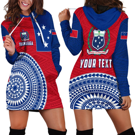 (Custom Personalised) Tuamasaga Samoa Hoodie Dress Polynesian Pattern