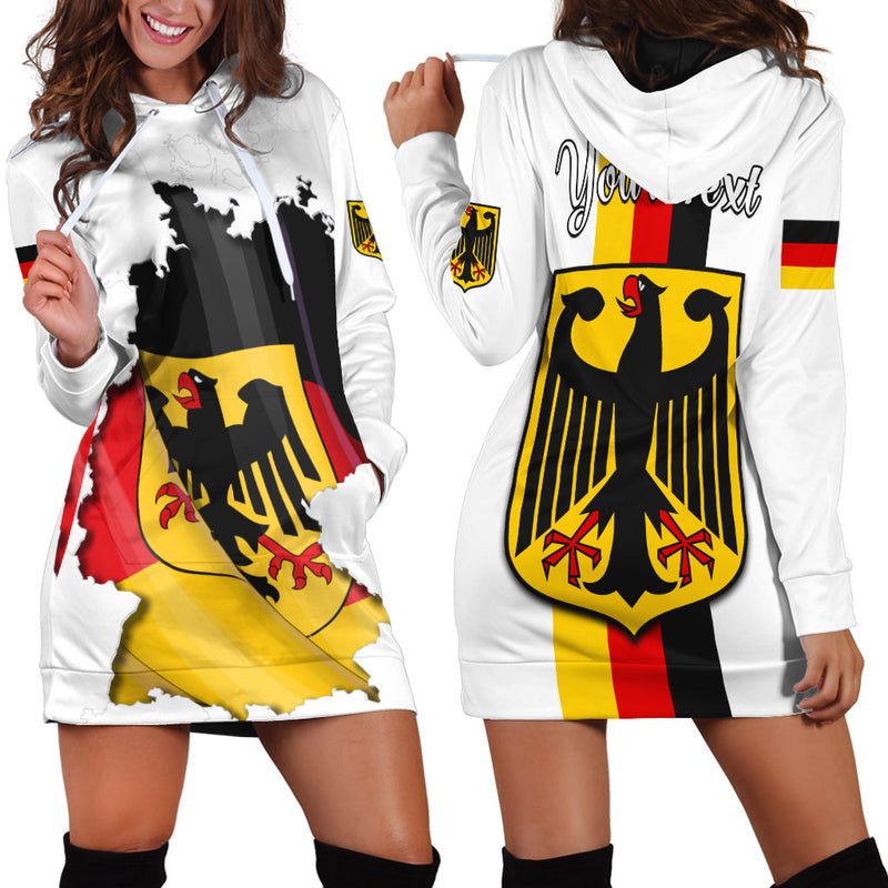 (Custom Personalised) Germany Hoodie Dress Grunge Deutschland Map and Coat Of Arms
