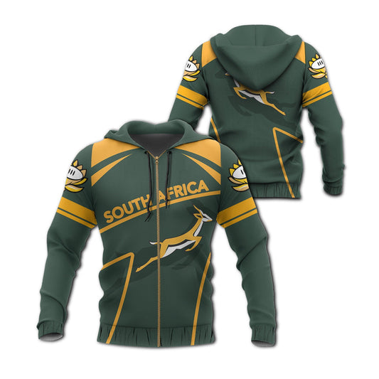 African South Africa Springbok Zipper Hoodie Scorpio Hoodie