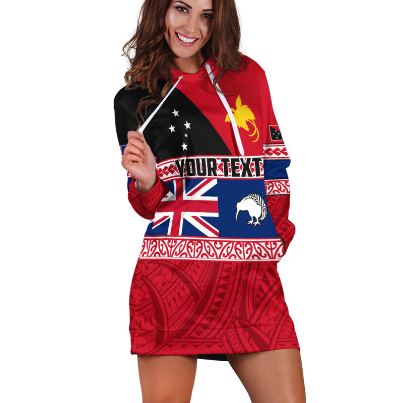 (Custom Personalised) Papua New Guinea and New Zealand Polynesian PNG and NZ Hoodie Dress