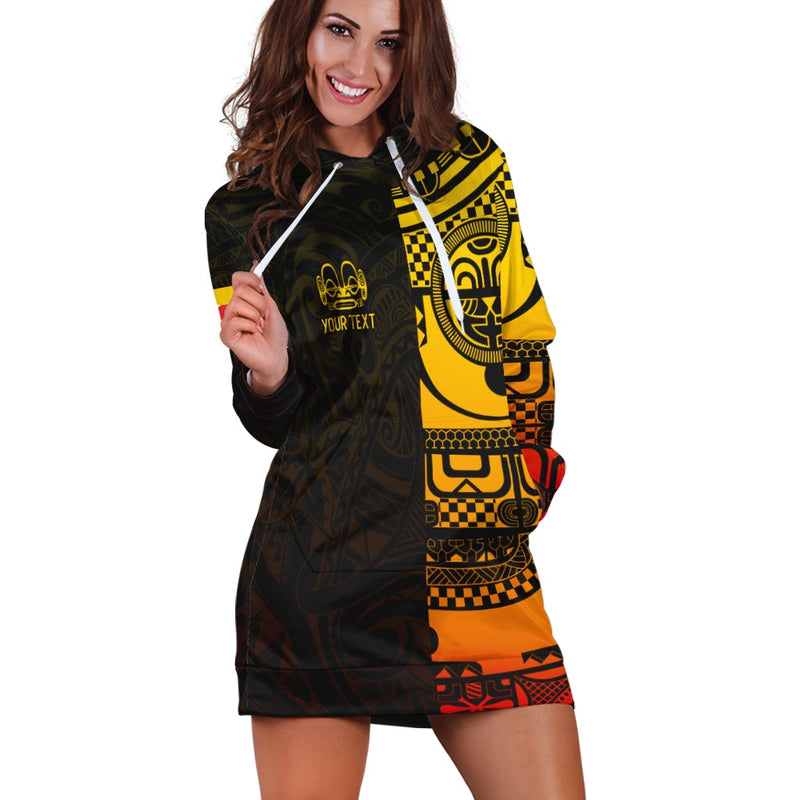 (Custom Personalised) Marquesas Islands Tiki Hoodie Dress Gradient Marquesan Tattoo