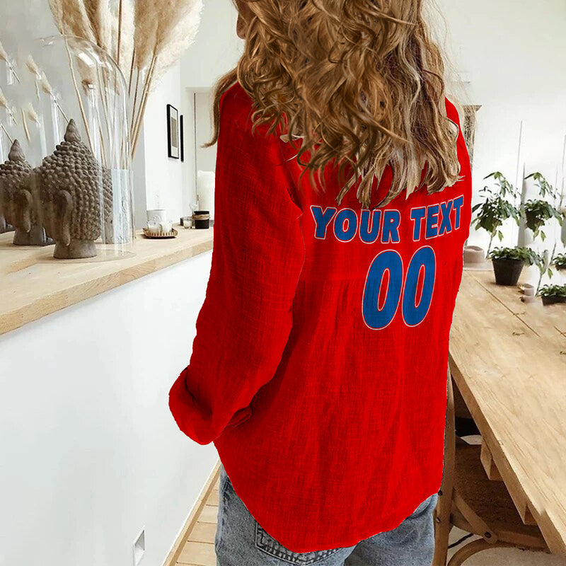 (Custom Personalised) Croatia Football 2022 Checkerboard - Women Casual Shirt