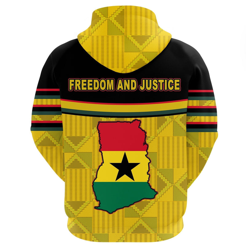 African Ghana Map Kente Coat Of Arms Hoodie