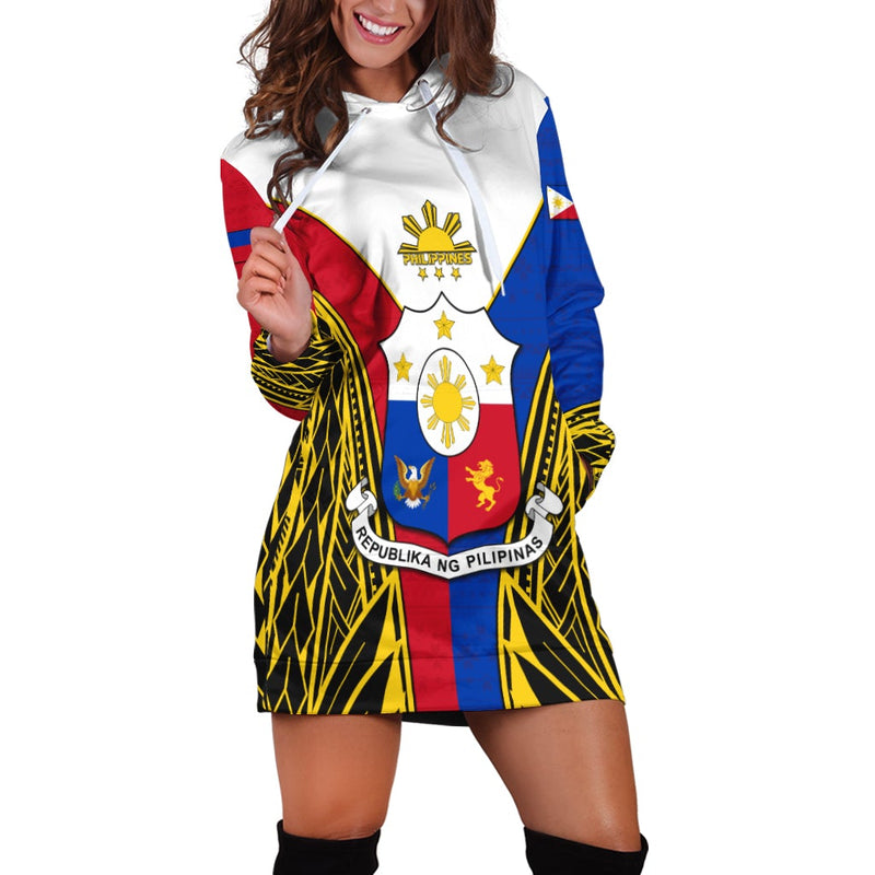 (Custom Personalised) Philippines Hoodie Dress Sun Rayonnant