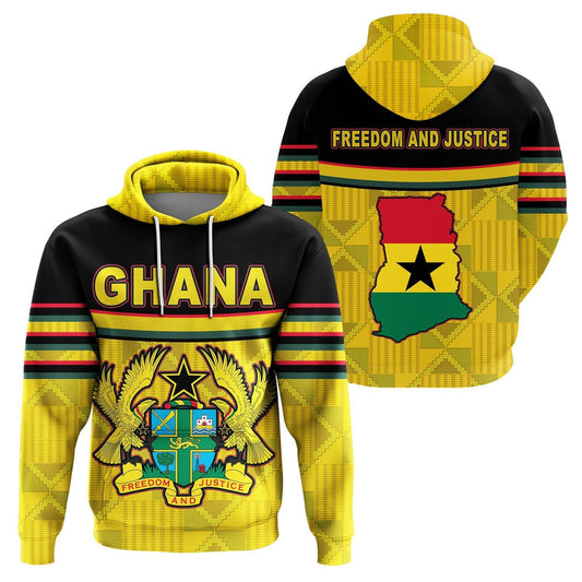 African Ghana Map Kente Coat Of Arms Hoodie