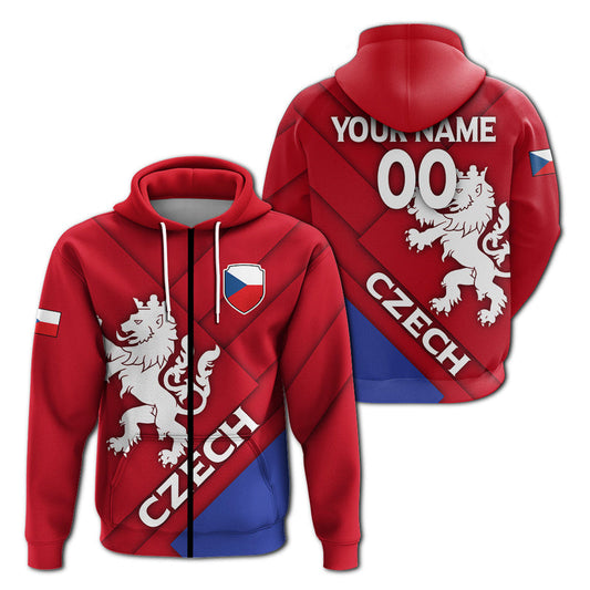 Custom Czech Republic Euro Zip Up Flag Style Hoodie