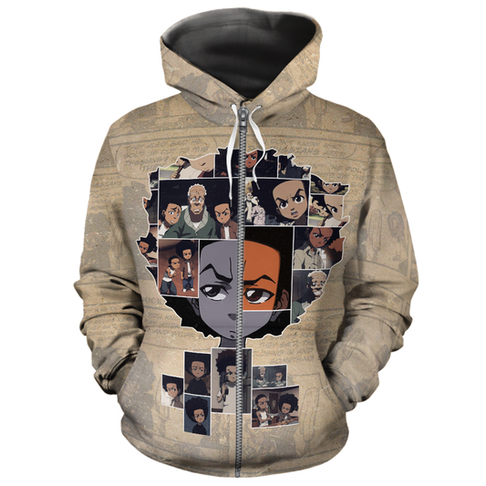 African 90s Huey Freeman Zip Hoodie