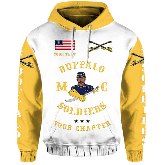 Custom Buffalo Soldiers Motorcycle Club Bsmc Simple Style White Gold Hoodie