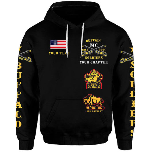 Custom Buffalo Soldiers Motorcycle Club BSMC Original Style Black Hoodie
