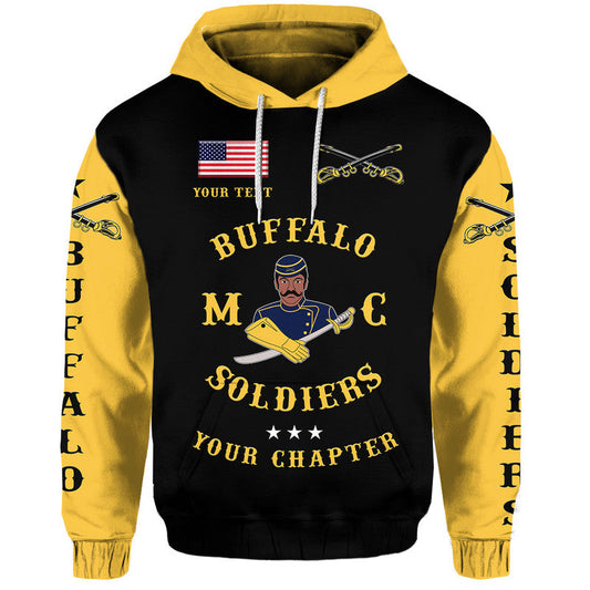 Custom Buffalo Soldiers Motorcycle Club Bsmc Simple Style Black Gold Hoodie