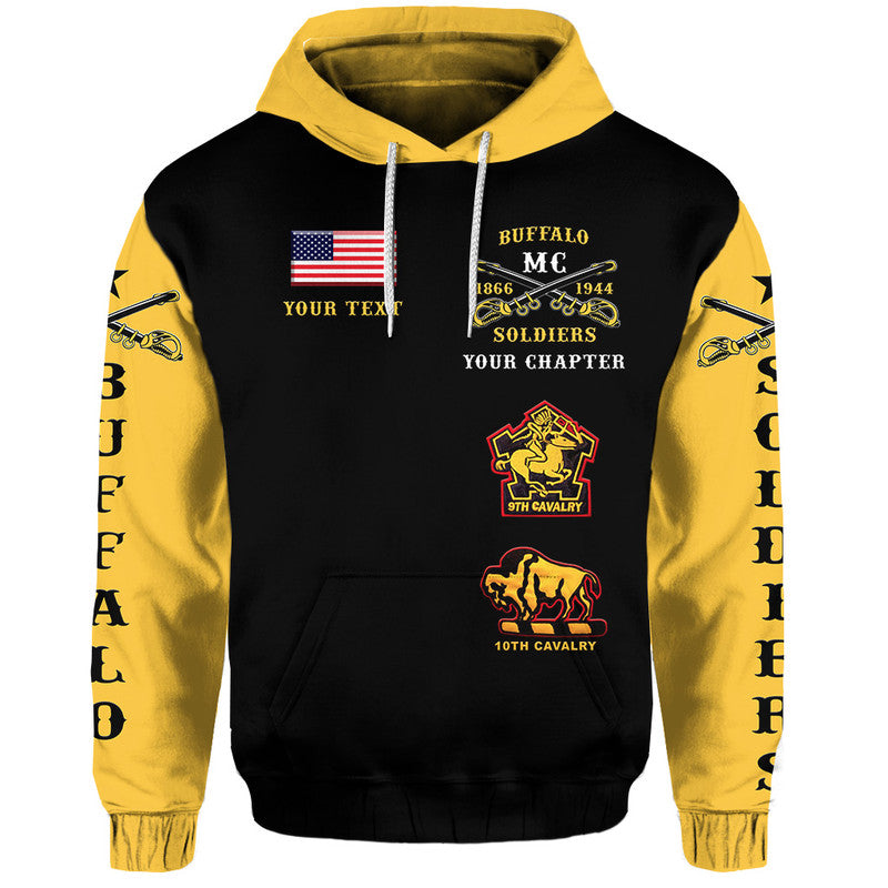 Custom Buffalo Soldiers Motorcycle Club BSMC Original Style Black Gold Hoodie
