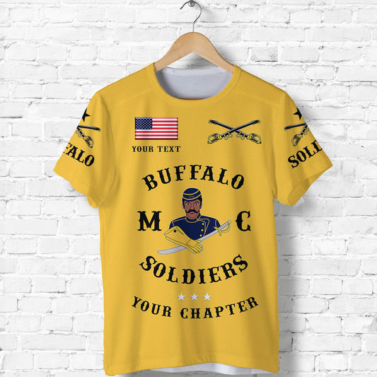 Custom Buffalo Soldiers Motorcycle Club BSMC Simple Style Gold T Shirt