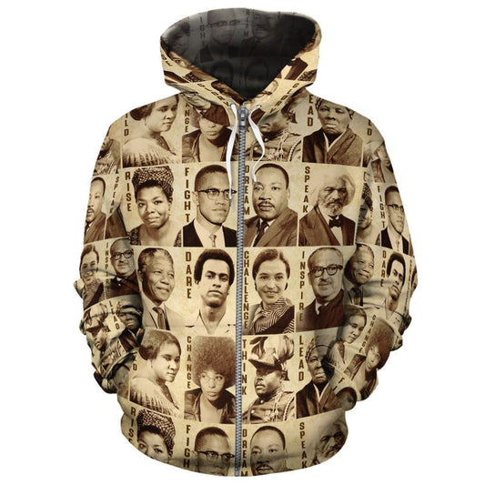 African Civil Rights Leaders 3 Zip Hoodie