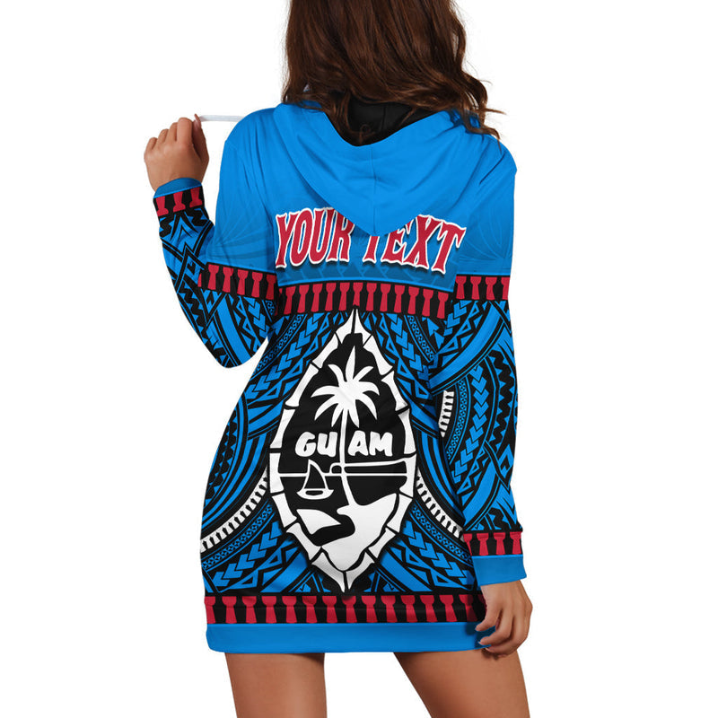 (Custom Personalised) Guam Chamorro Hoodie Dress Latte Stone Blue Polynesian Haligi