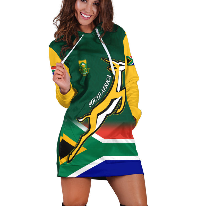 (Custom Personalised) South Africa Rugby Hoodie Dress Springboks Champion Bokke African Pattern Go Bokke