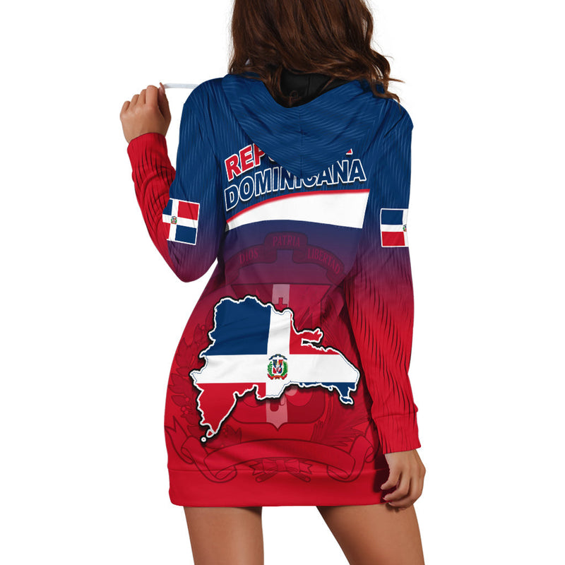 (Custom Personalised) Dominican Republic Hoodie Dress Dominicana Style Sporty
