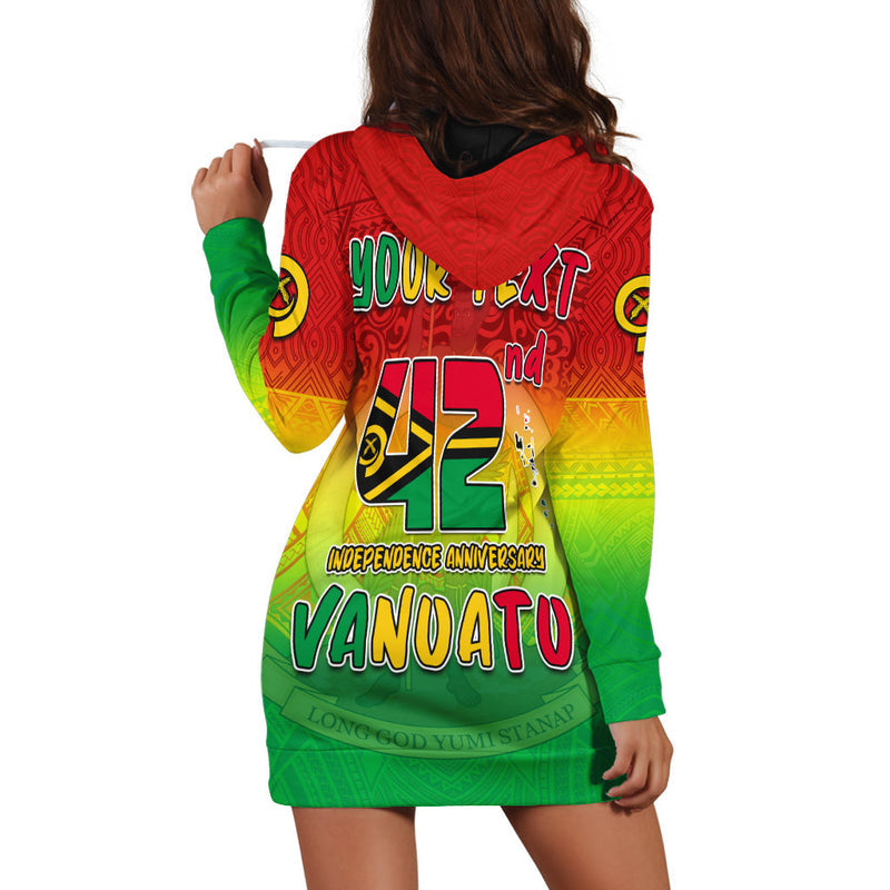 (Custom Personalised) Vanuatu Independence Day Hoodie Dress 42nd Anniversary Yumi Yumi Yumi