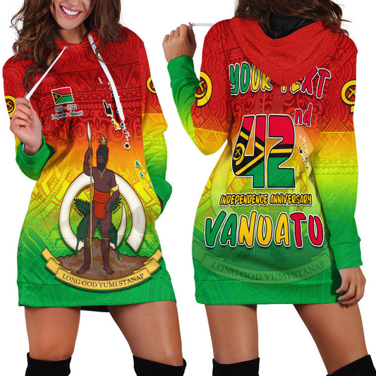 (Custom Personalised) Vanuatu Independence Day Hoodie Dress 42nd Anniversary Yumi Yumi Yumi