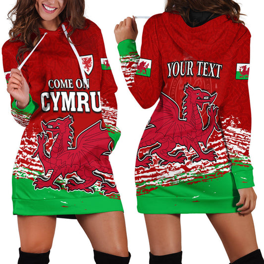 (Custom Personalised) Wales Football 2022 Hoodie Dress Come On CYMRU The Red Wall