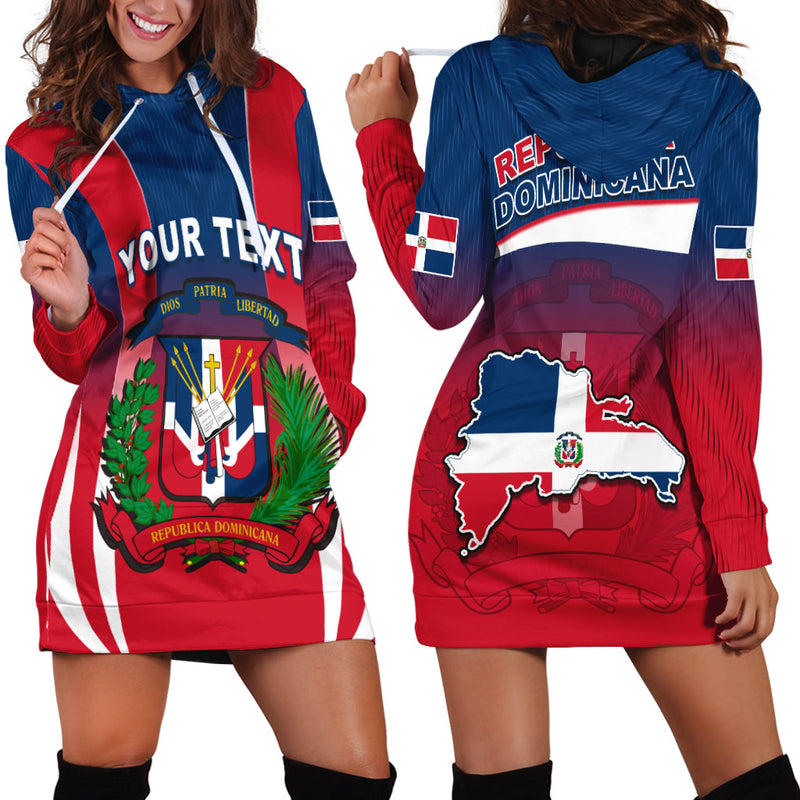 (Custom Personalised) Dominican Republic Hoodie Dress Dominicana Style Sporty