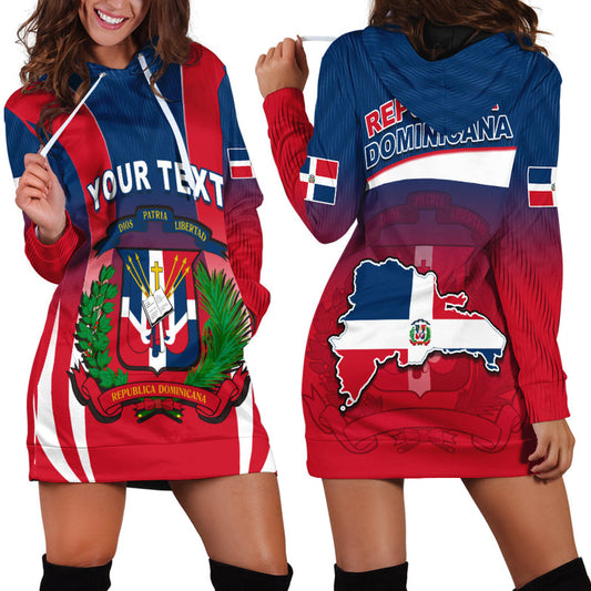 (Custom Personalised) Dominican Republic Hoodie Dress Dominicana Style Sporty