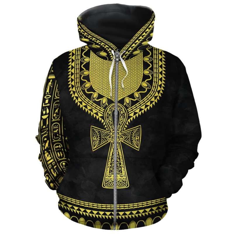 African Printed Dashiki Ankh Hoodie