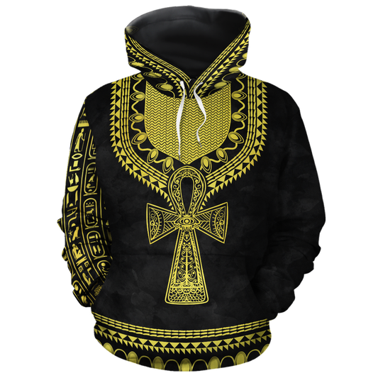 African Printed Dashiki Ankh Hoodie