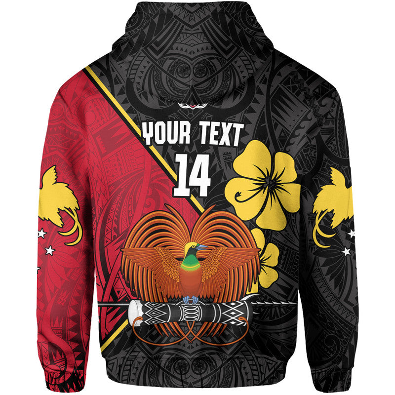 (Custom Text and Number) The Kumuls PNG Papua New Guinea Polynesian Dynamic Style Black Hoodie