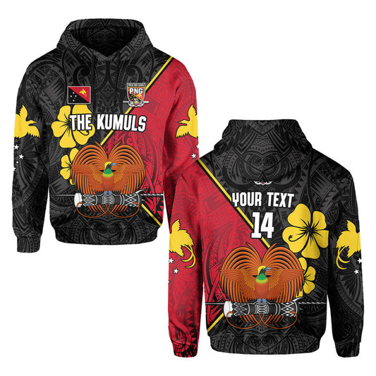 (Custom Text and Number) The Kumuls PNG Papua New Guinea Polynesian Dynamic Style Black Hoodie