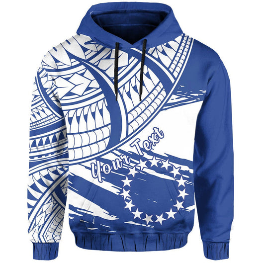 Custom Cook Islands Flag Style Blue With Claw Pattern Hoodie