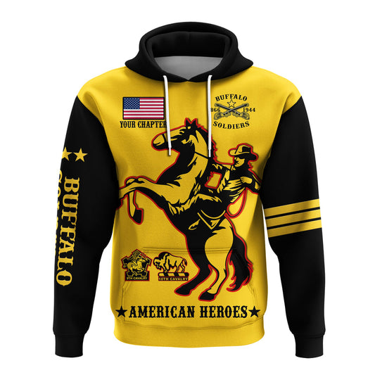 (Custom Text And Chapter) Buffalo Soldiers BSMC United States Army Yellow Hoodie
