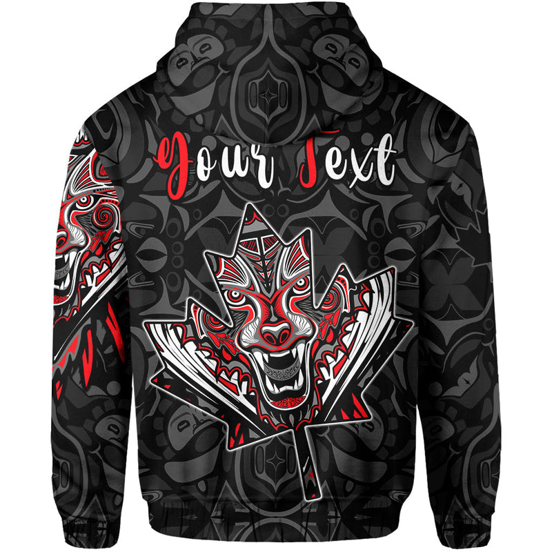 Custom Canada Haida Wolf And Maple Leaf Hoodie