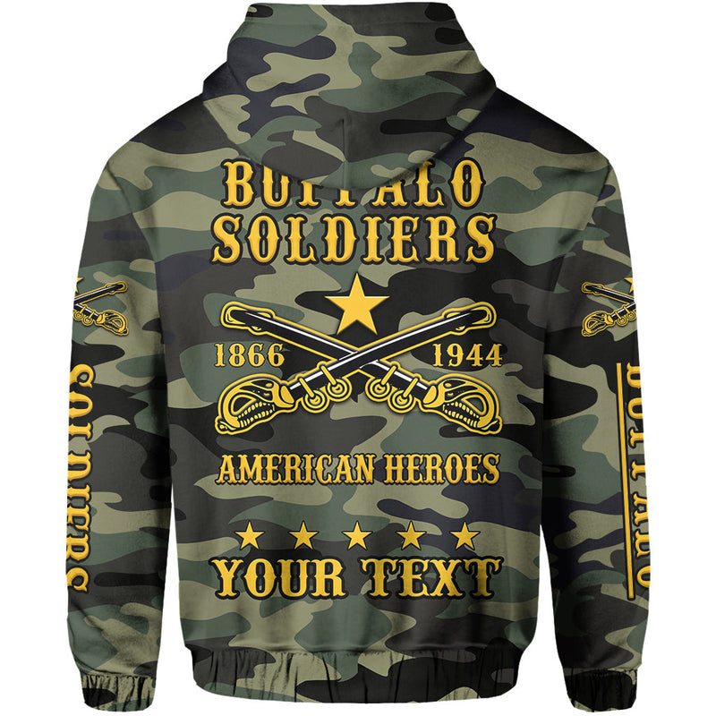(Custom Text and Chapter) Buffalo Soldiers Camouflage American Heroes BSMC Hoodie
