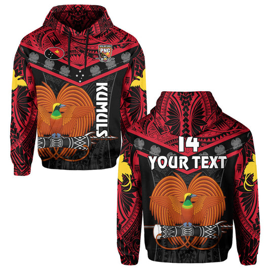 (Custom Text and Number) Papua New Guinea Rugby PNG Kumuls Bird of Paradise Black Hoodie