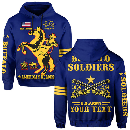 (Custom Text And Chapter) Buffalo Soldiers BSMC United States Army Simple Style Hoodie