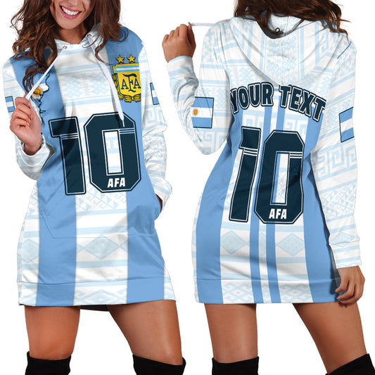 (Custom Text And Number) Argentina Football 2022 Hoodie Dress Vamos La Albiceleste