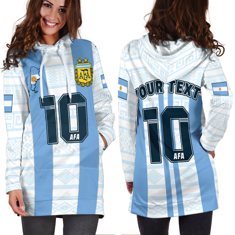 (Custom Text And Number) Argentina Football 2022 Hoodie Dress Vamos La Albiceleste