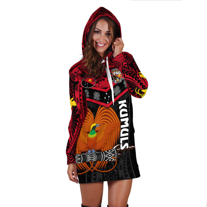 (Custom Text And Number) Papua New Guinea Rugby PNG Kumuls Bird Of Paradise Black Hoodie Dress