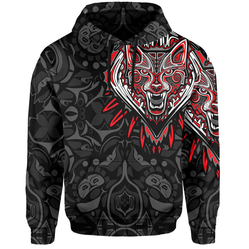 Custom Canada Haida Wolf And Maple Leaf Hoodie