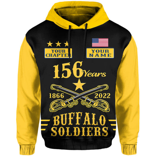 (Custom Text and Chapter) Buffalo Soldiers Since 1866 BSMC Anniversary Hoodie