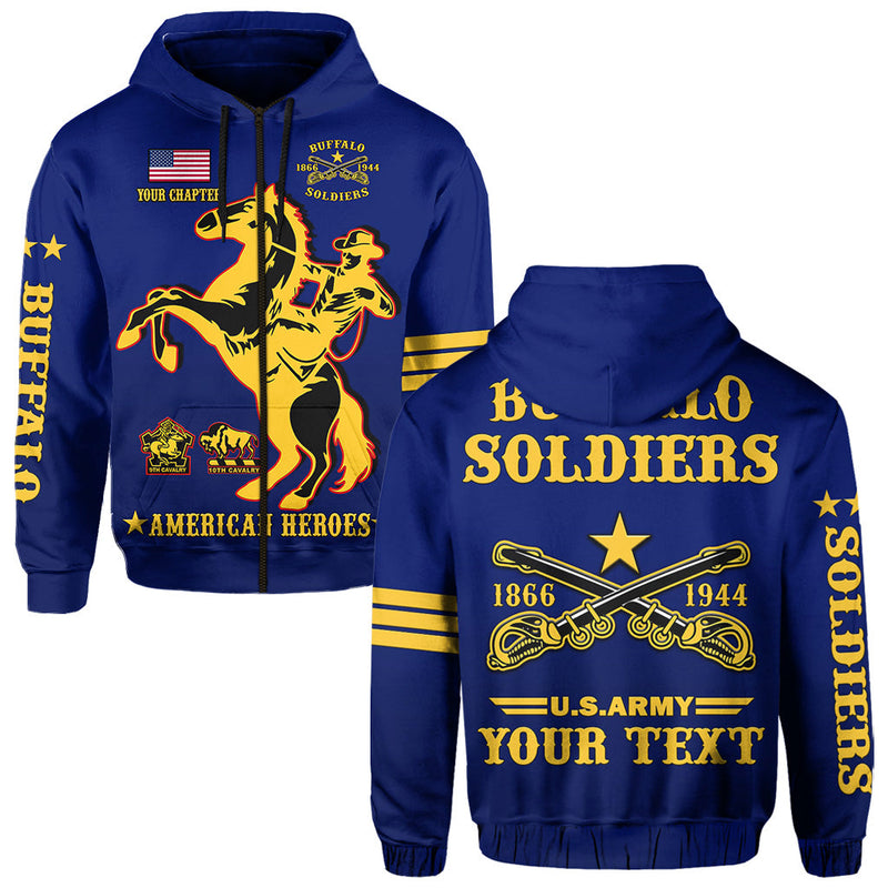 (Custom Text And Chapter) Buffalo Soldiers BSMC United States Army Simple Style Hoodie